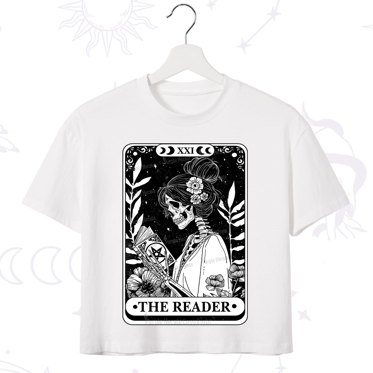Purplehecate The Reader Skeleton Tarot Crop T-Shirt