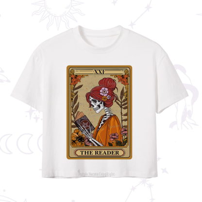 Purplehecate The Reader Tarot Card Skeleton Crop T-Shirt