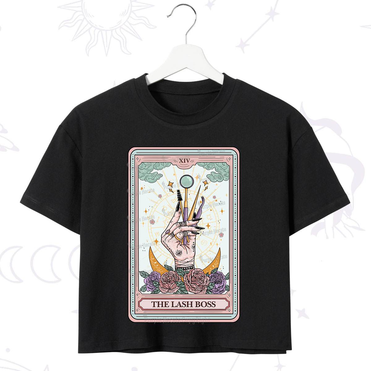 Purplehecate The Lash Boss Tarot Card Crop T-Shirt