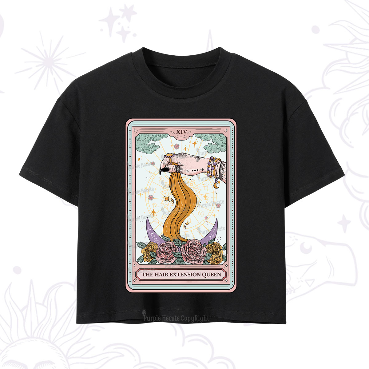 Purplehecate The Hair Extension Queen Tarot Card Crop T-Shirt