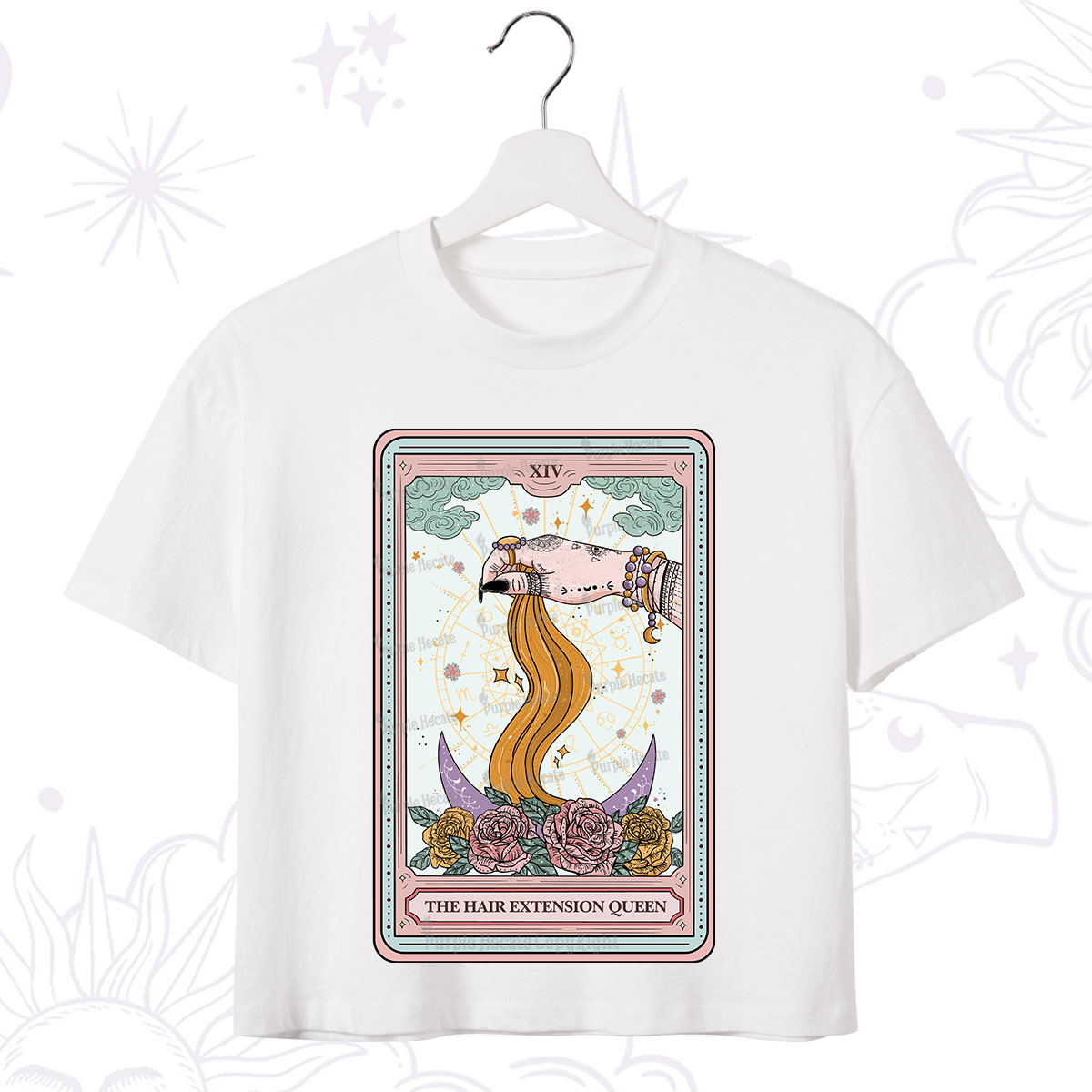 Purplehecate The Hair Extension Queen Tarot Card Crop T-Shirt
