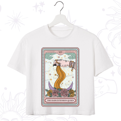 Purplehecate The Hair Extension Queen Tarot Card Crop T-Shirt