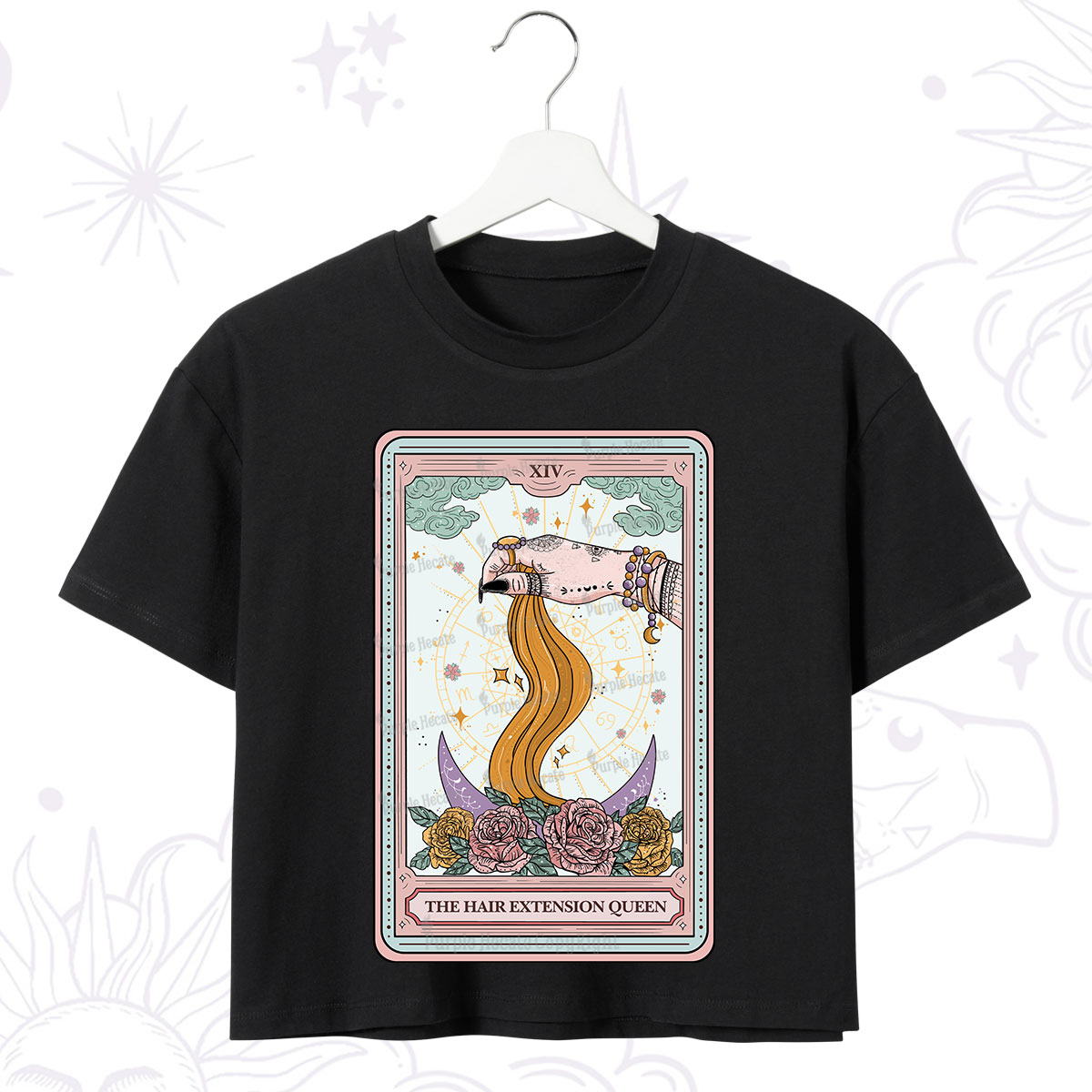 Purplehecate The Hair Extension Queen Tarot Card Crop T-Shirt