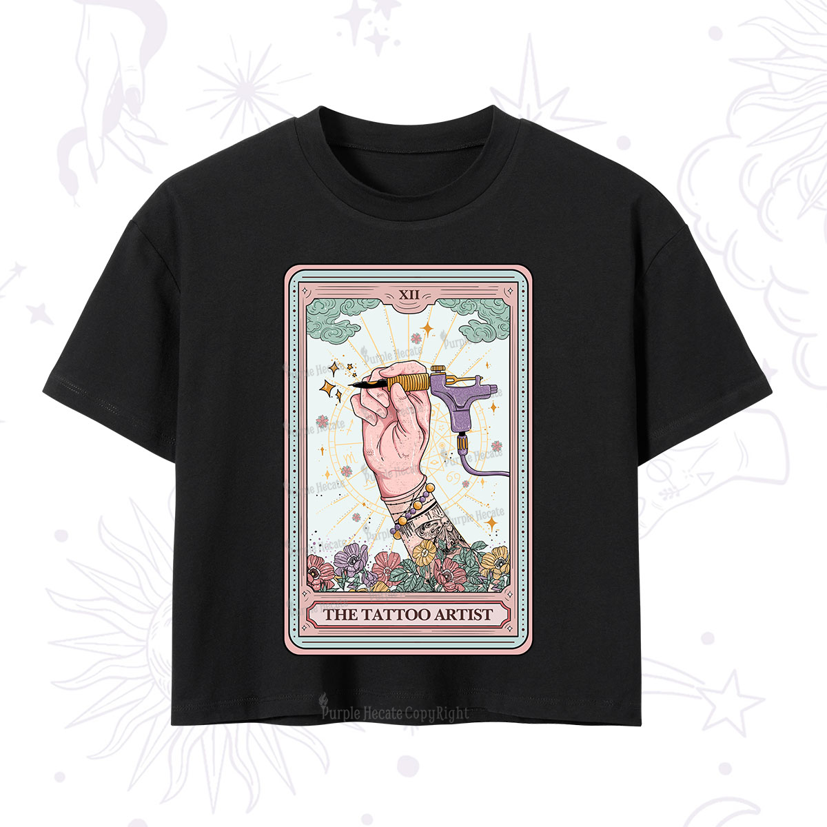 Purplehecate The Tattoo Artist Tarot Card Crop T-Shirt