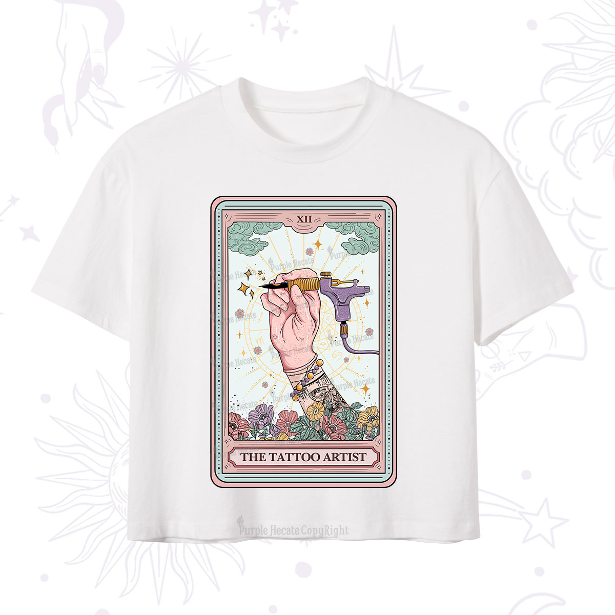 Purplehecate The Tattoo Artist Tarot Card Crop T-Shirt