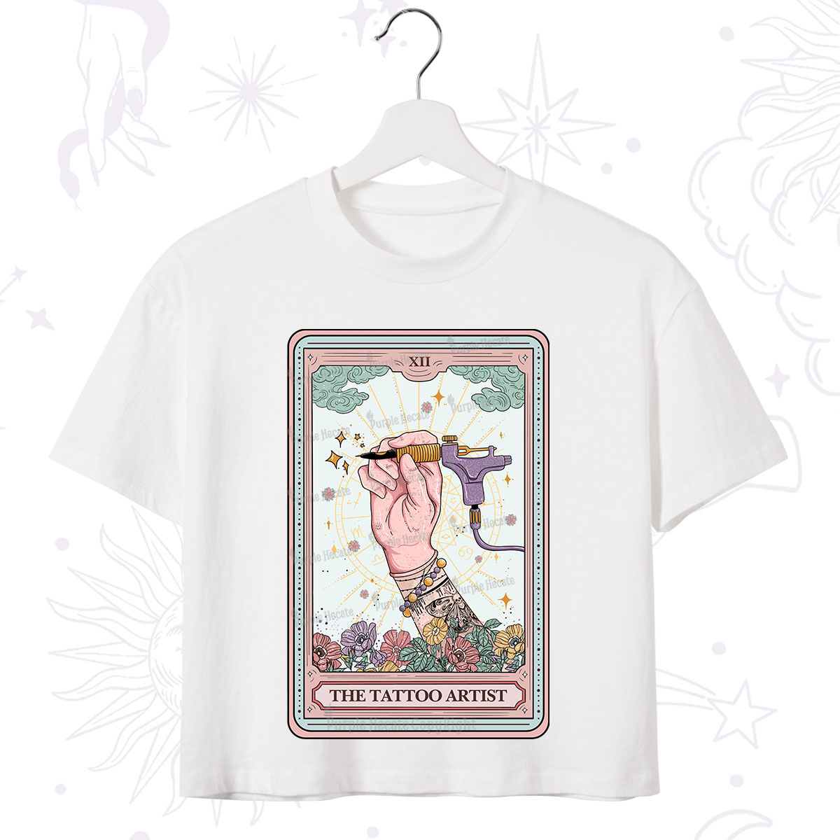 Purplehecate The Tattoo Artist Tarot Card Crop T-Shirt