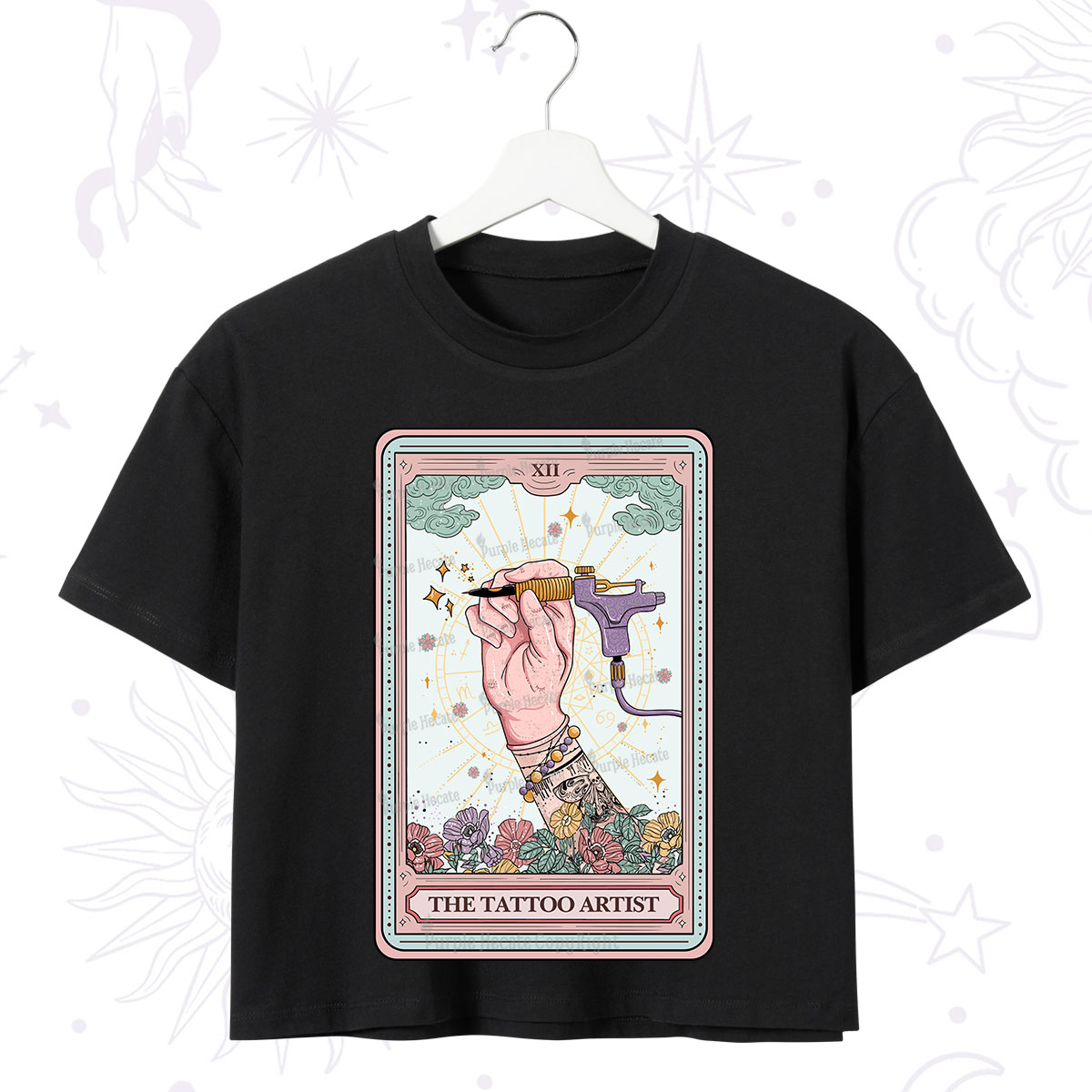 Purplehecate The Tattoo Artist Tarot Card Crop T-Shirt