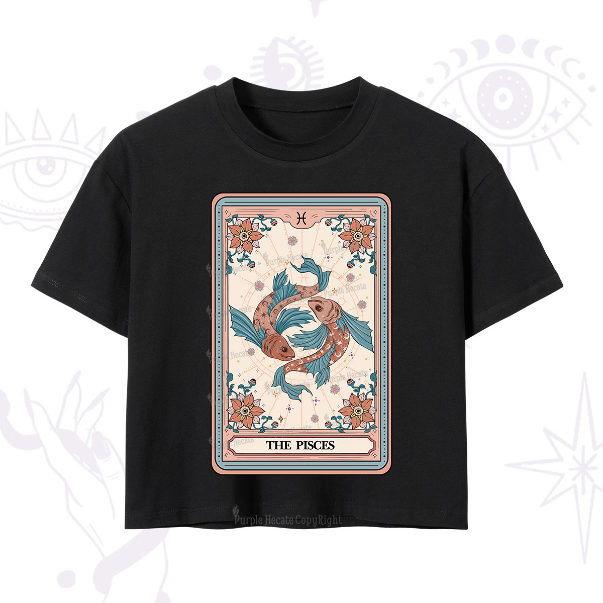 Purplehecate The Pisces Tarot Card Crop T-Shirt