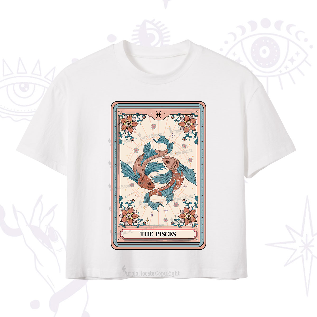 Purplehecate The Pisces Tarot Card Crop T-Shirt
