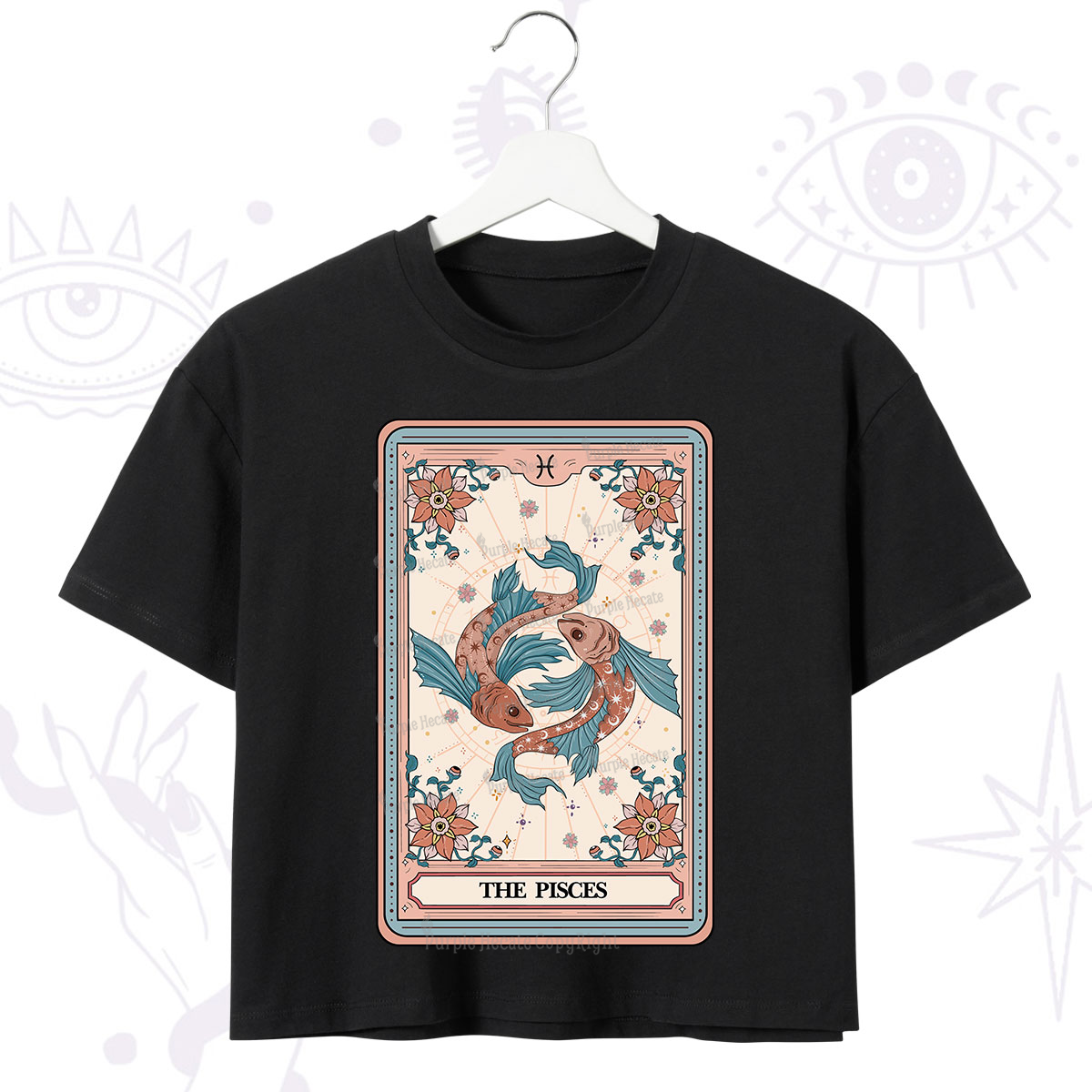 Purplehecate The Pisces Tarot Card Crop T-Shirt