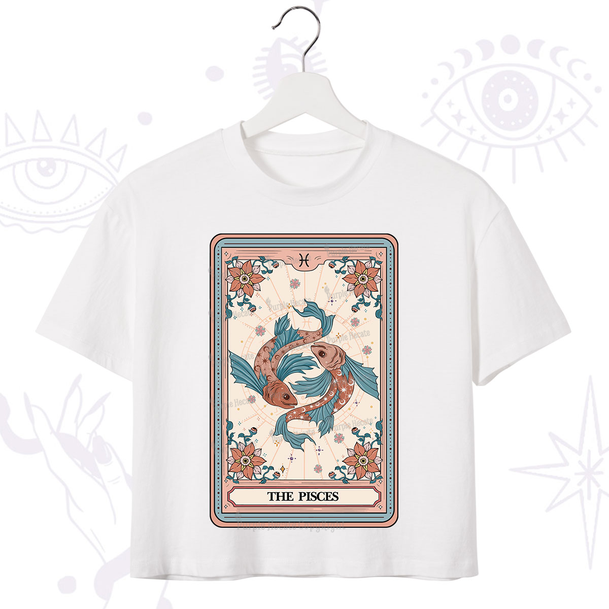 Purplehecate The Pisces Tarot Card Crop T-Shirt