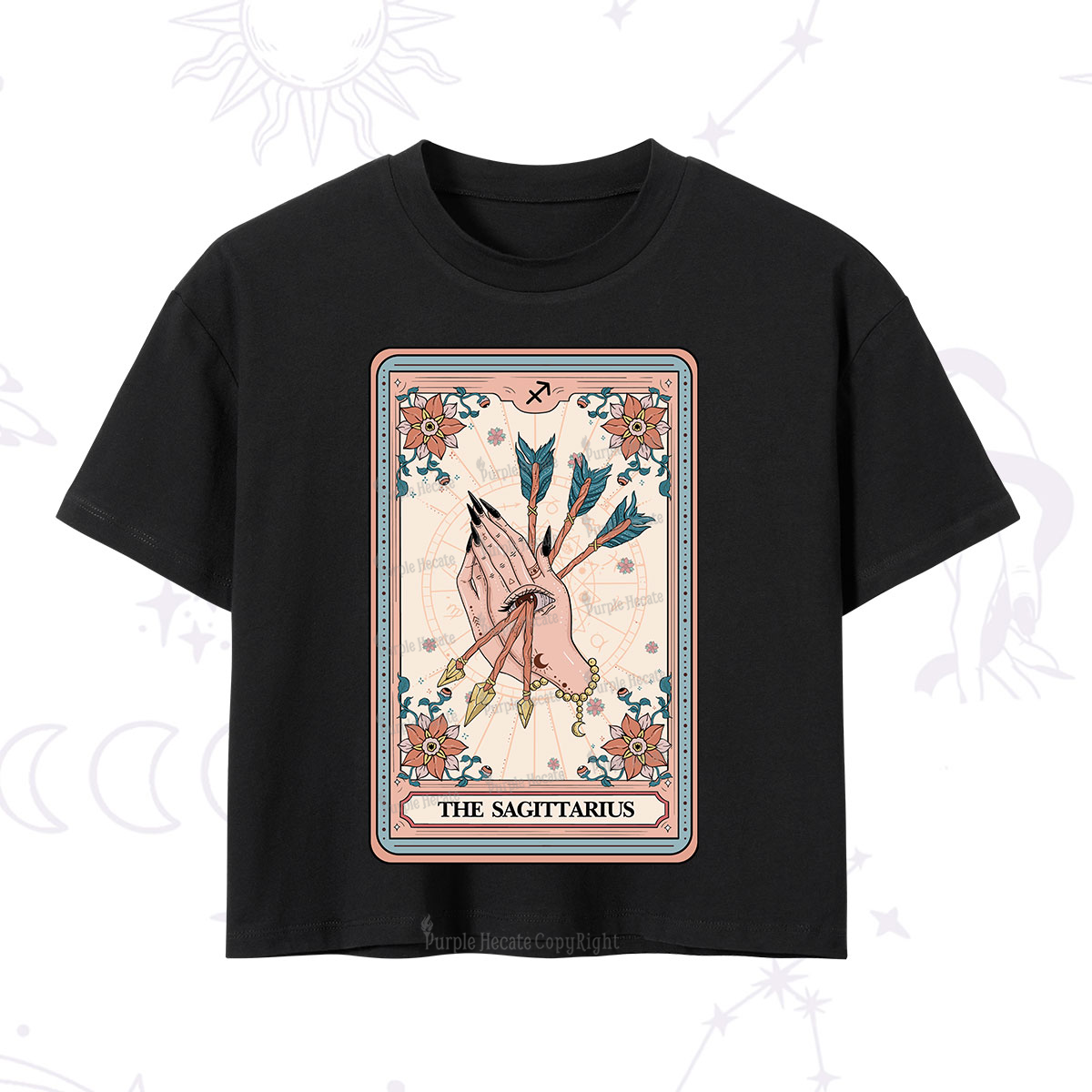 Purplehecate The Sagittarius Tarot Card Crop T-Shirt