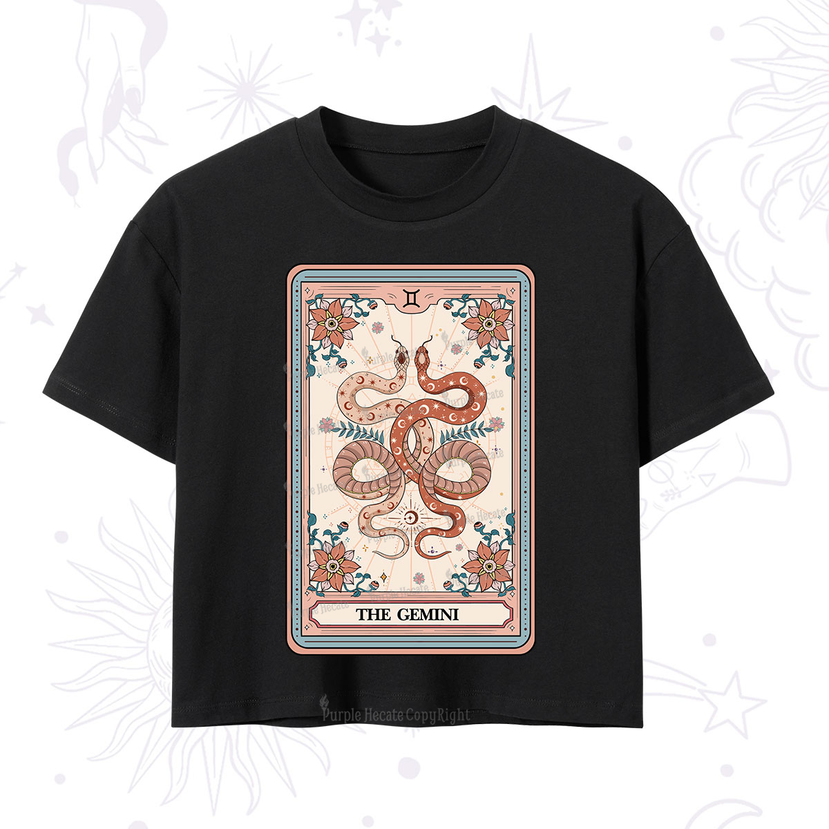 Purplehecate The Gemini Tarot Card Crop T-Shirt