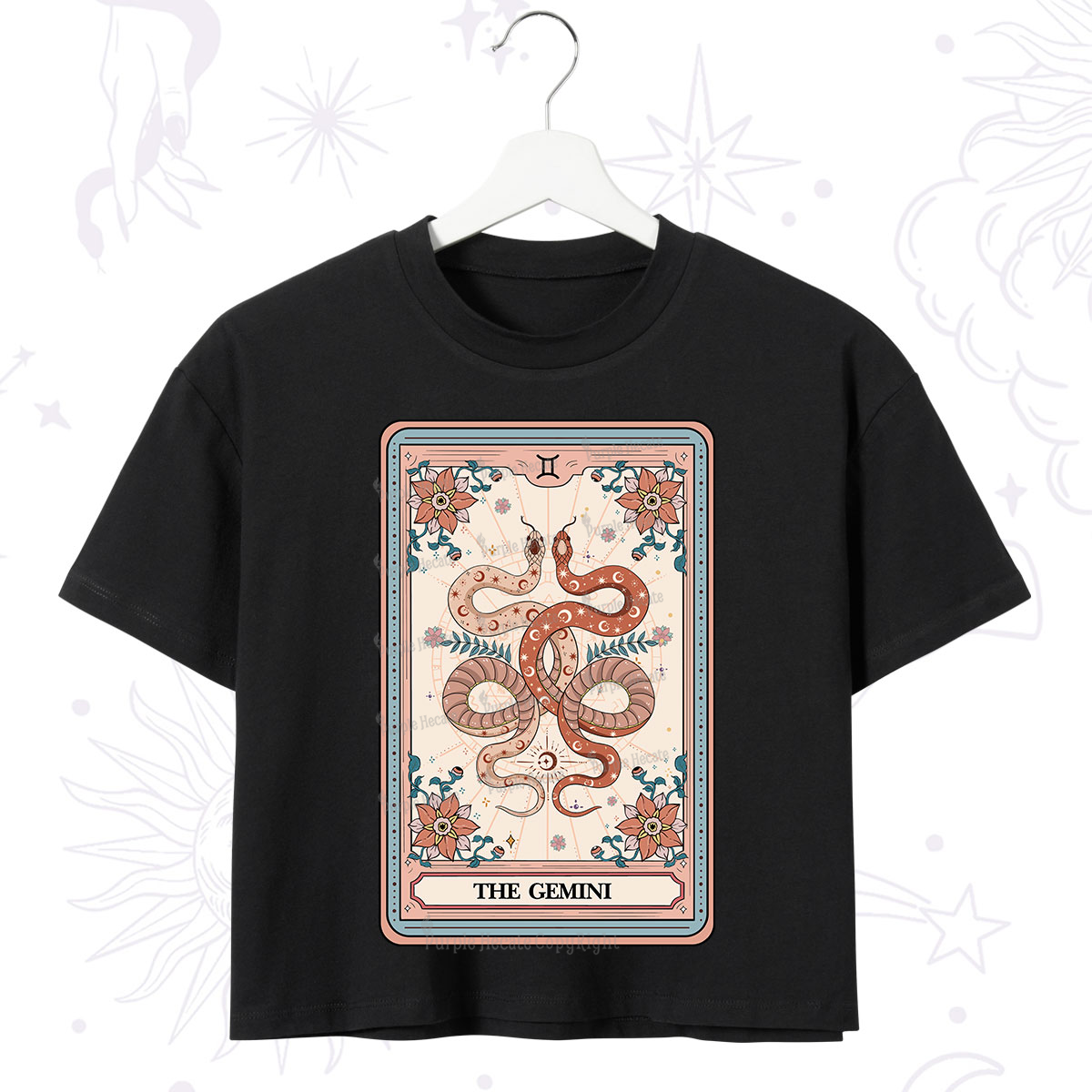 Purplehecate The Gemini Tarot Card Crop T-Shirt