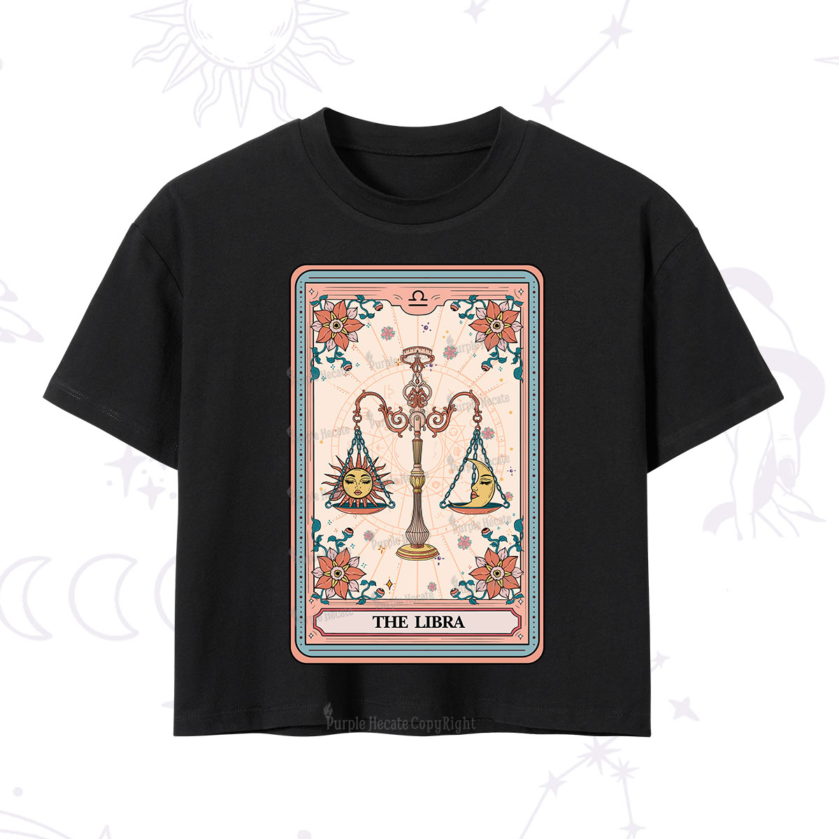 Purplehecate The Libra Tarot Card Crop T-Shirt