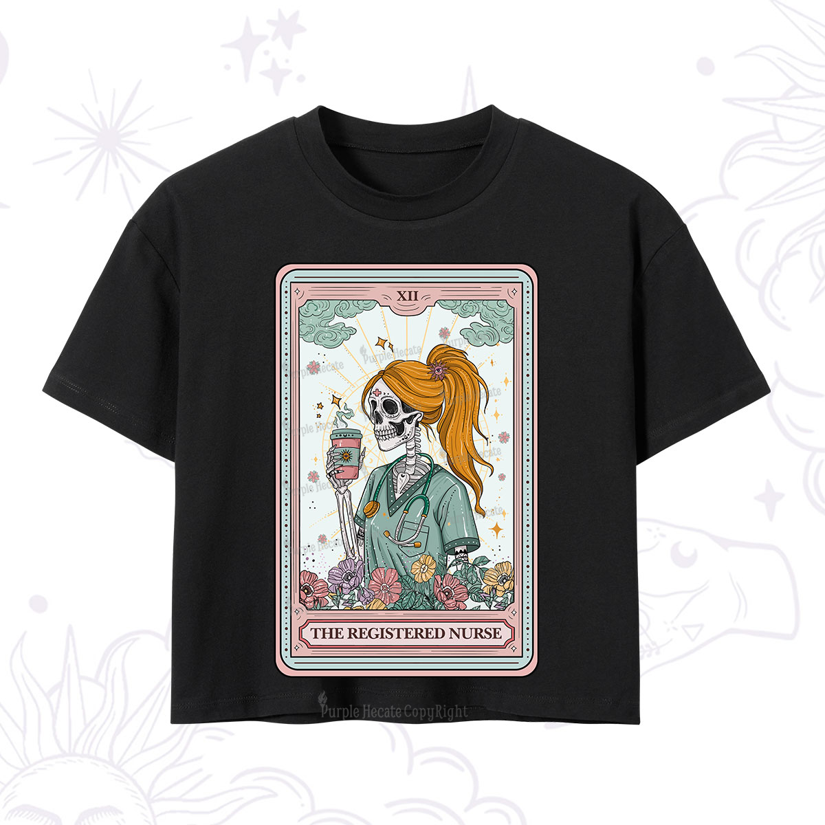 Purplehecate The Registered Nurse Skeleton Tarot Crop T-Shirt