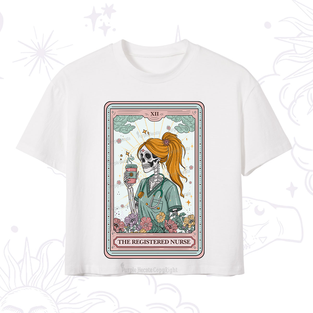 Purplehecate The Registered Nurse Skeleton Tarot Crop T-Shirt
