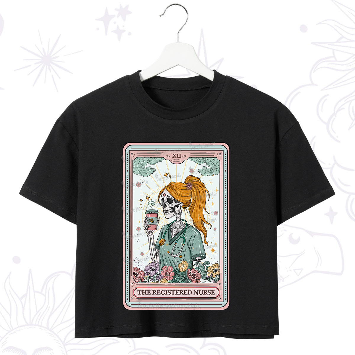 Purplehecate The Registered Nurse Skeleton Tarot Crop T-Shirt