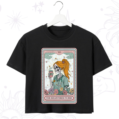 Purplehecate The Registered Nurse Skeleton Tarot Crop T-Shirt