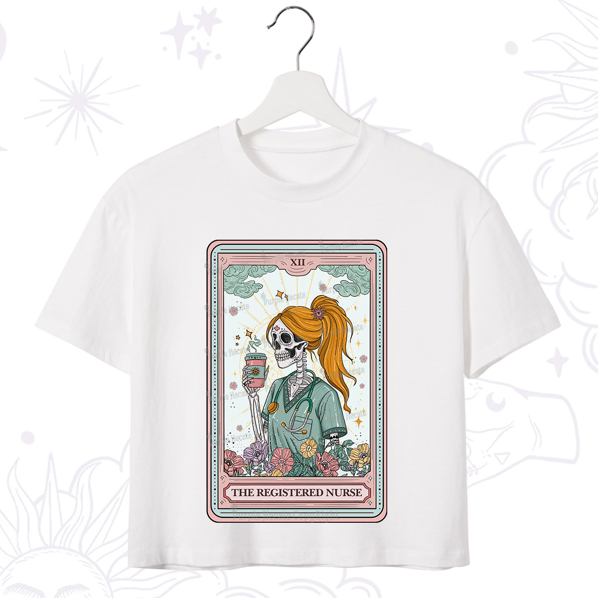 Purplehecate The Registered Nurse Skeleton Tarot Crop T-Shirt