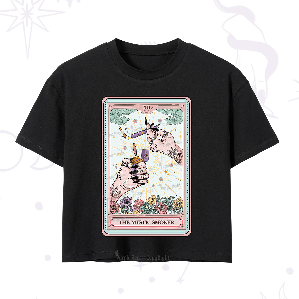 Purplehecate The Mystic Smoker Tarot Card Crop T-Shirt