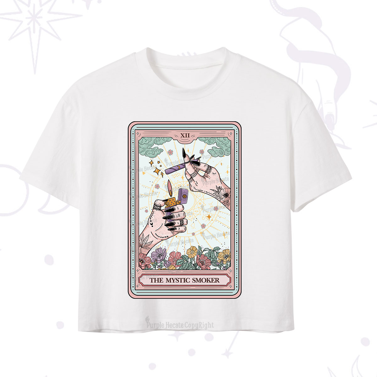 Purplehecate The Mystic Smoker Tarot Card Crop T-Shirt