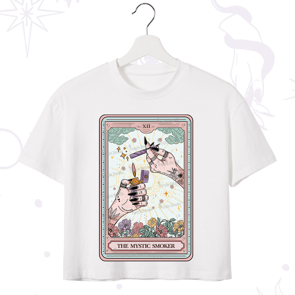 Purplehecate The Mystic Smoker Tarot Card Crop T-Shirt