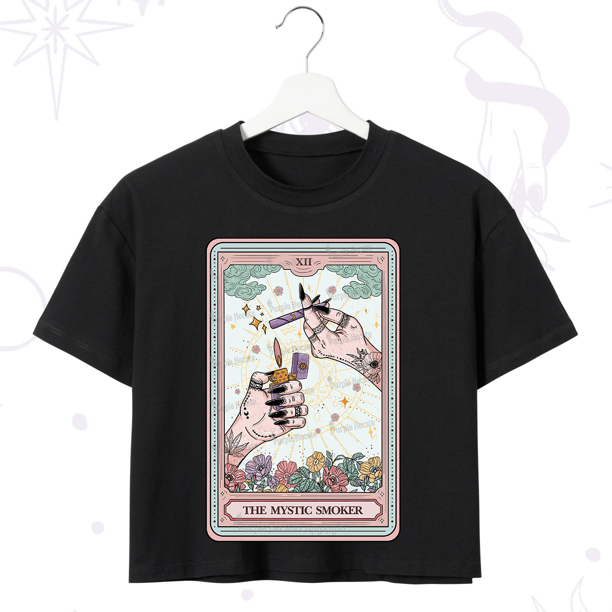 Purplehecate The Mystic Smoker Tarot Card Crop T-Shirt