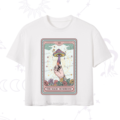 Purplehecate Magic Mushroom Tarot Crop T-Shirt
