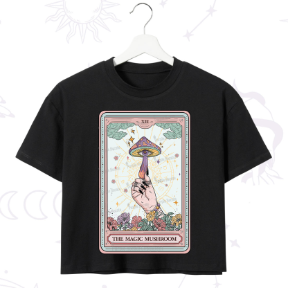 Purplehecate Magic Mushroom Tarot Crop T-Shirt