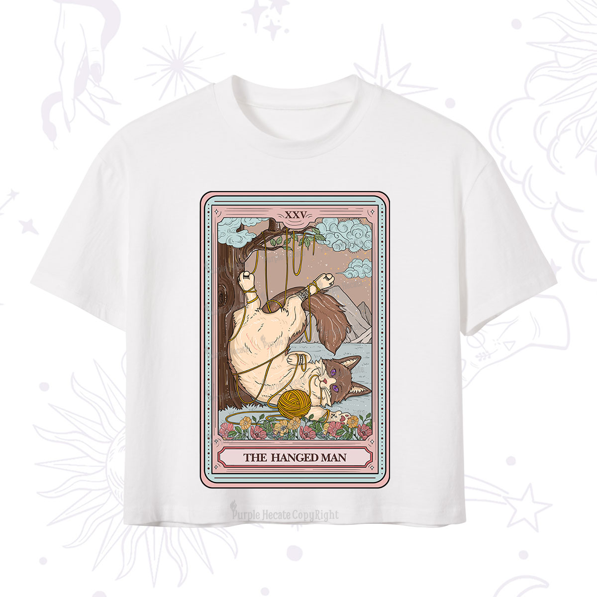 Purplehecate The Hanged Man Tarot Cat Crop T-Shirt