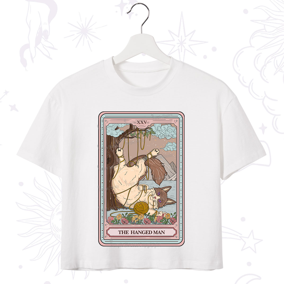 Purplehecate The Hanged Man Tarot Cat Crop T-Shirt