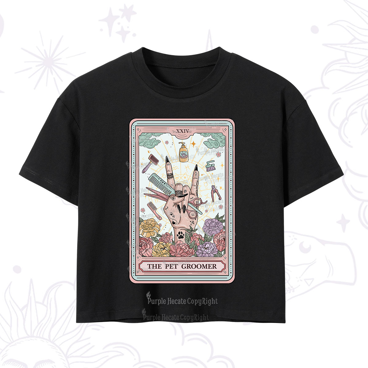 Purplehecate The Pet Groomer Tarot Card Crop T-Shirt