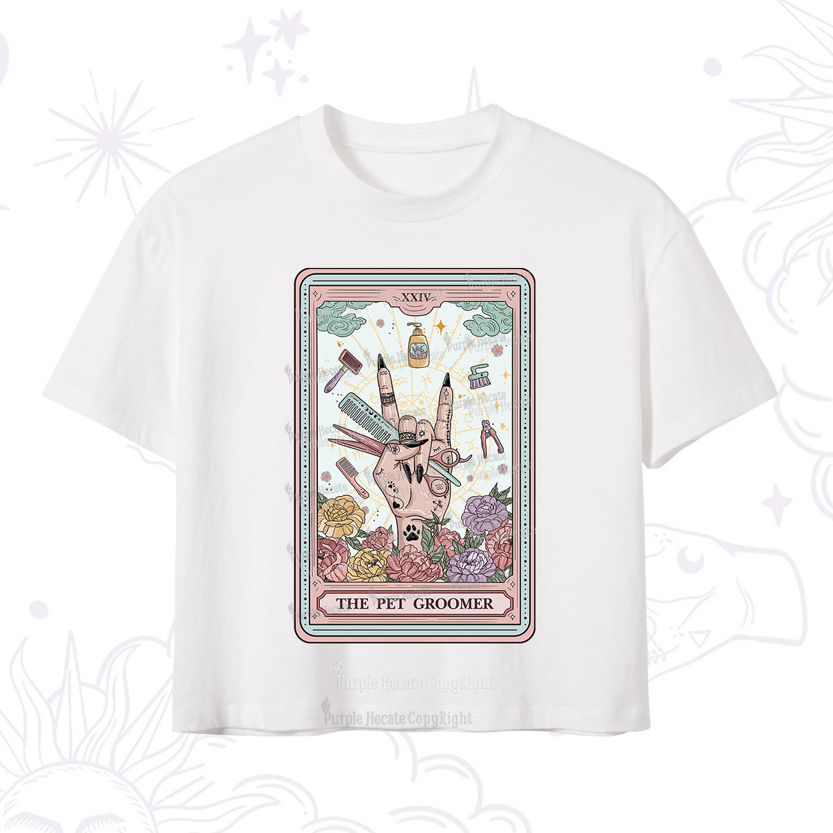 Purplehecate The Pet Groomer Tarot Card Crop T-Shirt