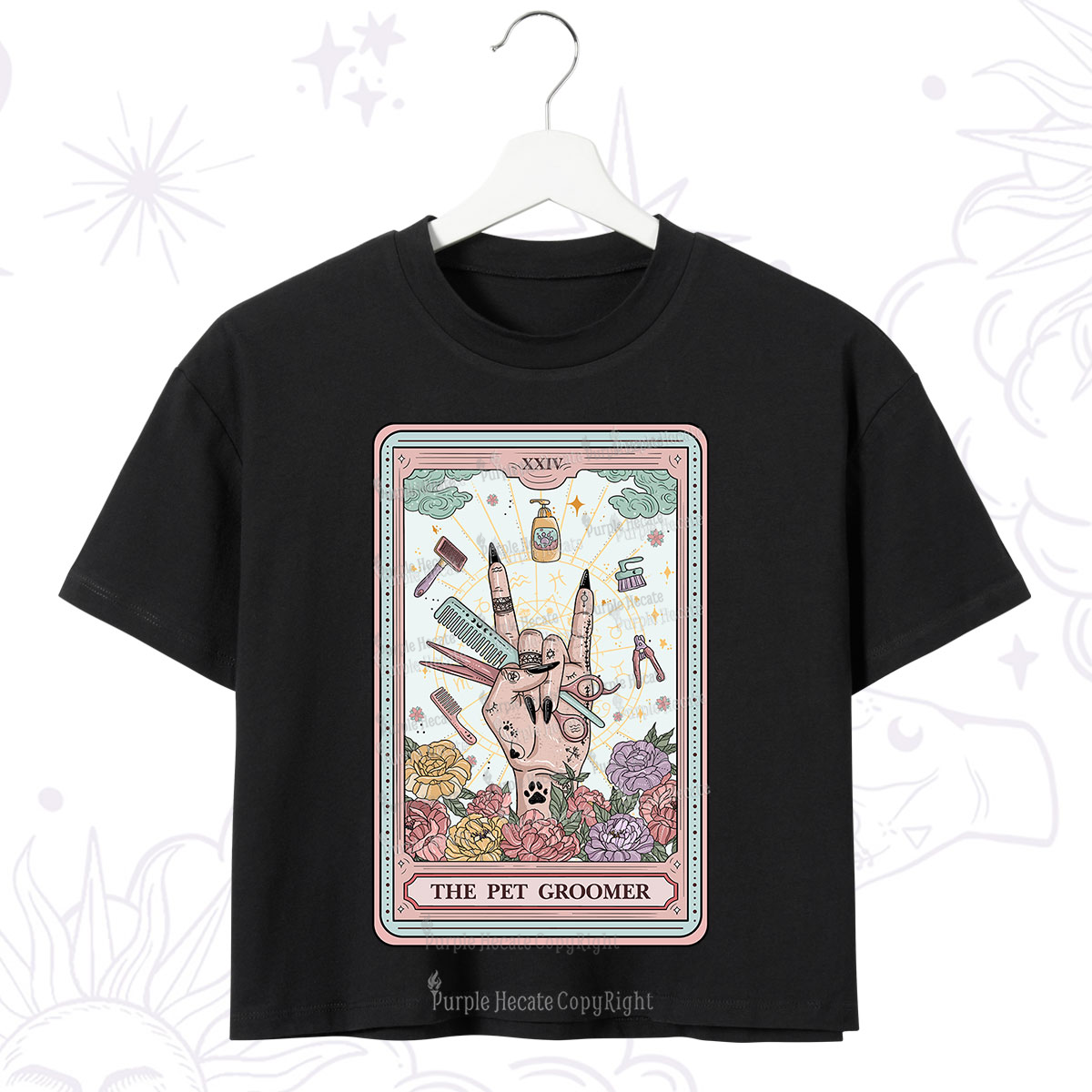 Purplehecate The Pet Groomer Tarot Card Crop T-Shirt