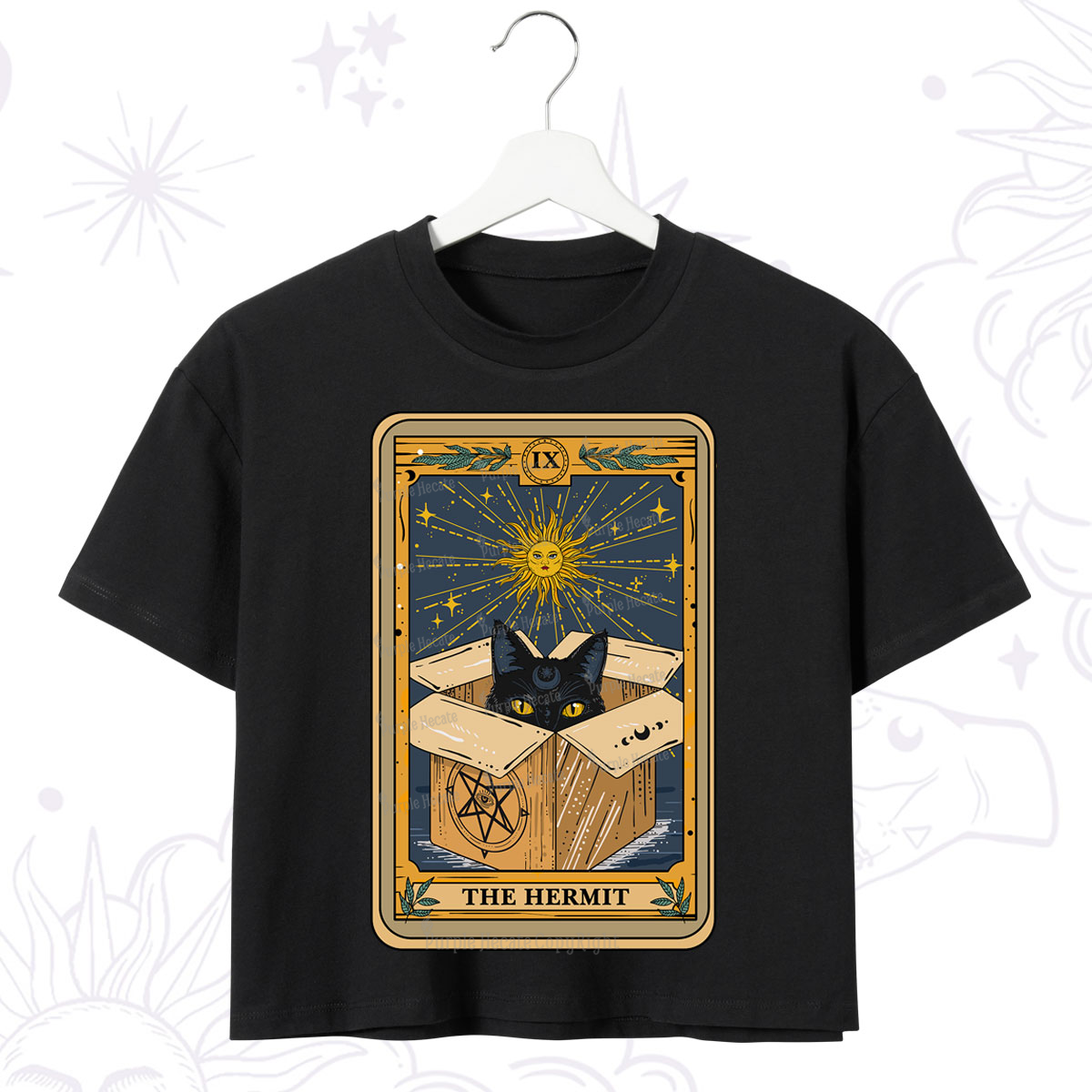 Purplehecate The Hermit Cat Tarot Card Crop T-Shirt