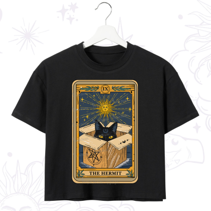 Purplehecate The Hermit Cat Tarot Card Crop T-Shirt