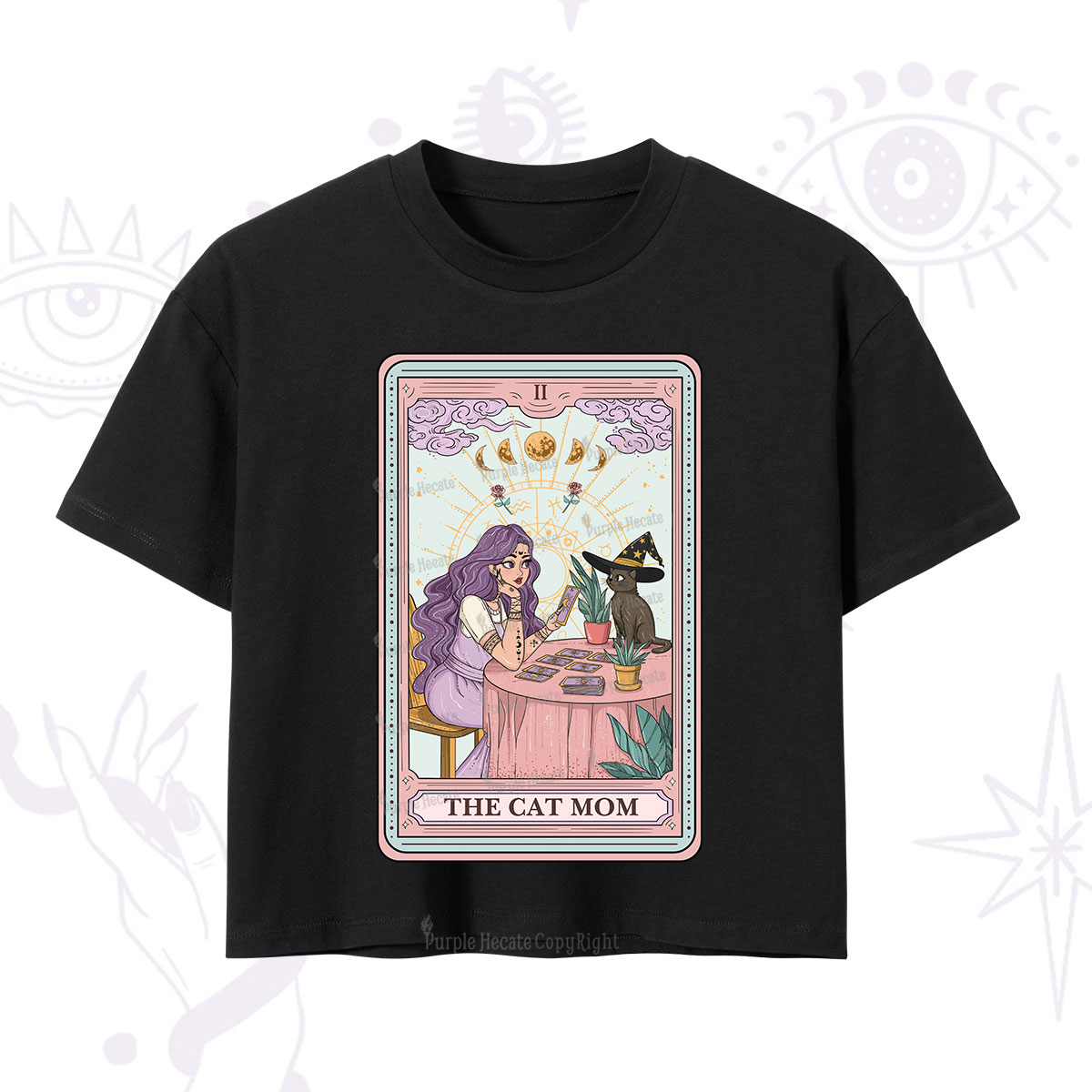 Purplehecate The Witchy Cat Mom Tarot Crop T-Shirt