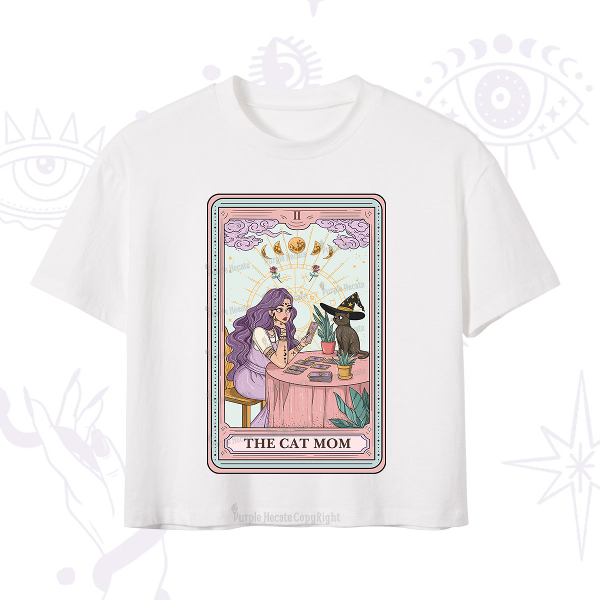 Purplehecate The Witchy Cat Mom Tarot Crop T-Shirt