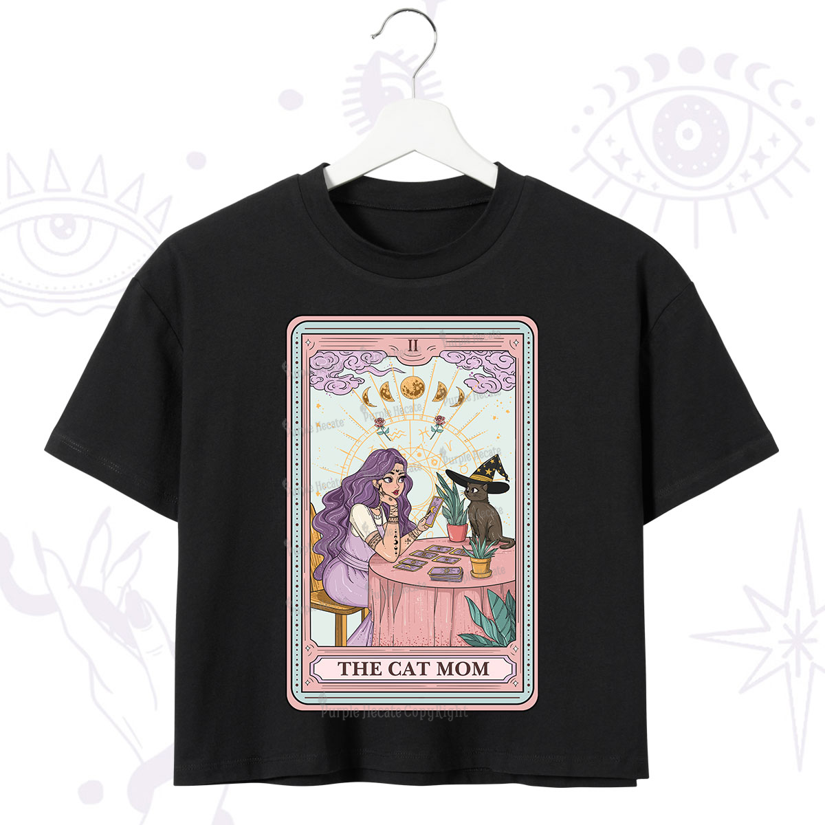 Purplehecate The Witchy Cat Mom Tarot Crop T-Shirt