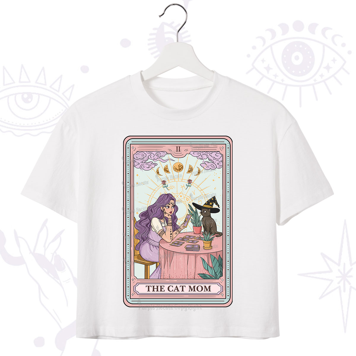 Purplehecate The Witchy Cat Mom Tarot Crop T-Shirt