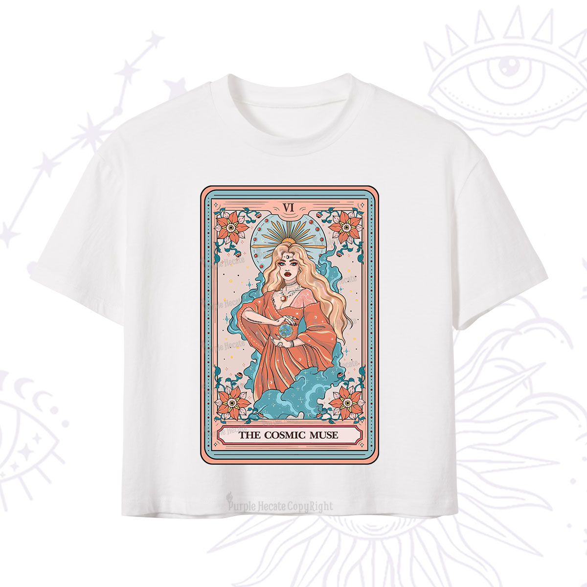Purplehecate The Cosmic Muse Tarot Card Crop T-Shirt