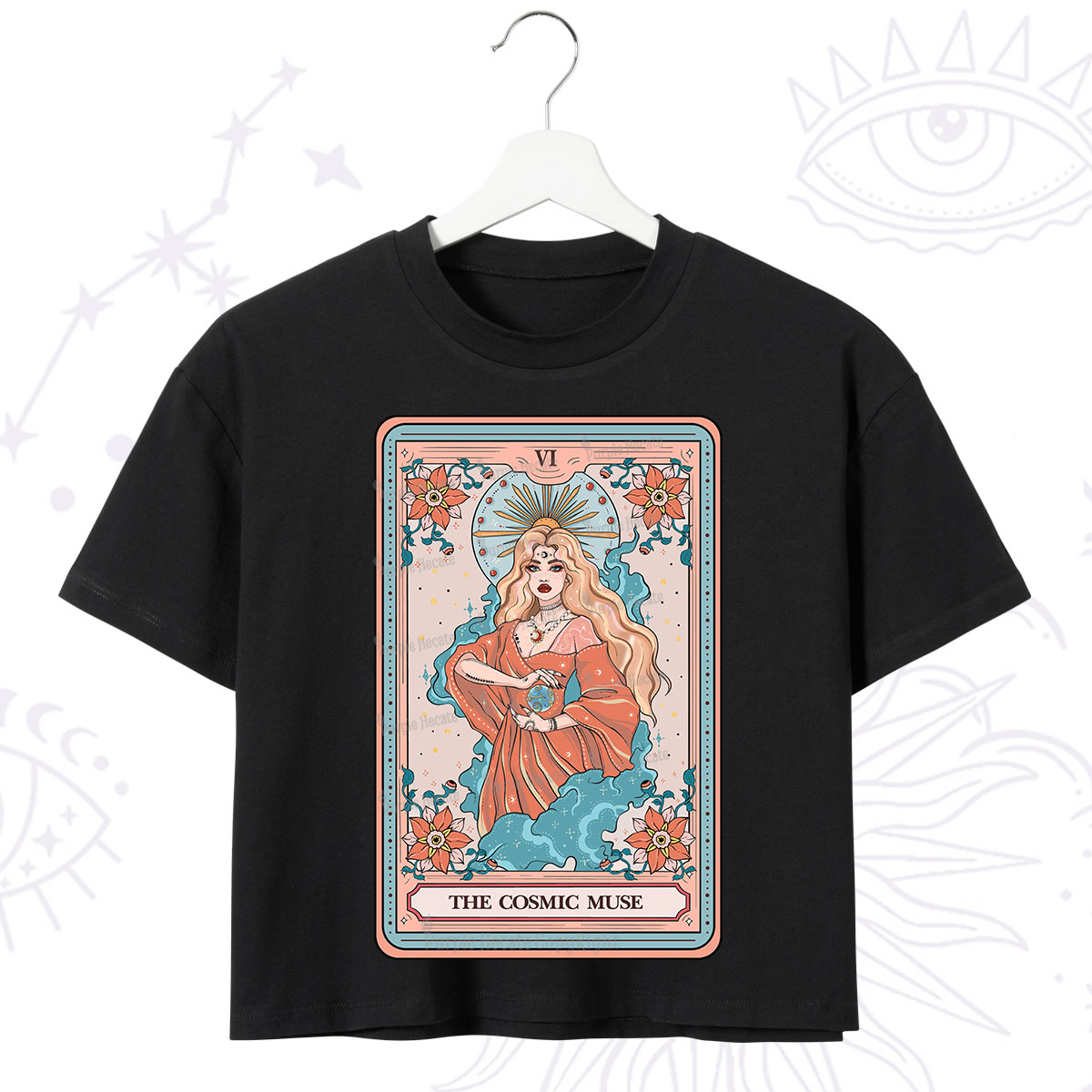 Purplehecate The Cosmic Muse Tarot Card Crop T-Shirt