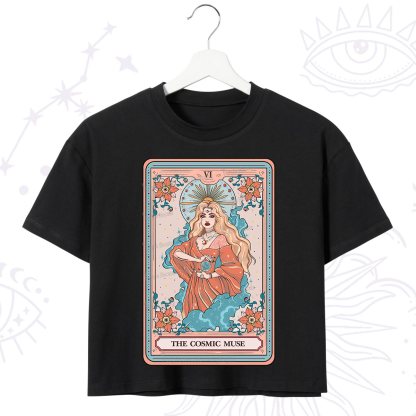 Purplehecate The Cosmic Muse Tarot Card Crop T-Shirt