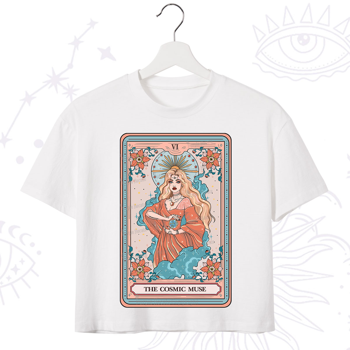 Purplehecate The Cosmic Muse Tarot Card Crop T-Shirt