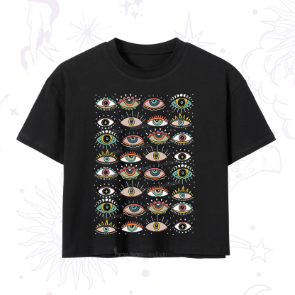 Purplehecate Evil Eye Pattern Crop T-Shirt