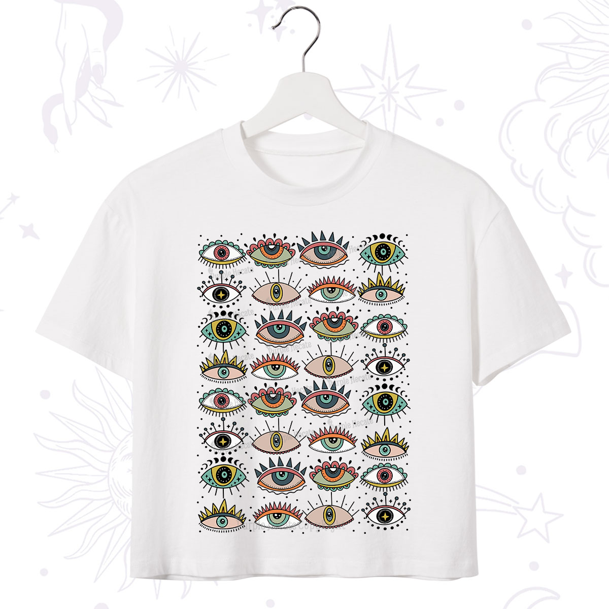 Purplehecate Evil Eye Pattern Crop T-Shirt