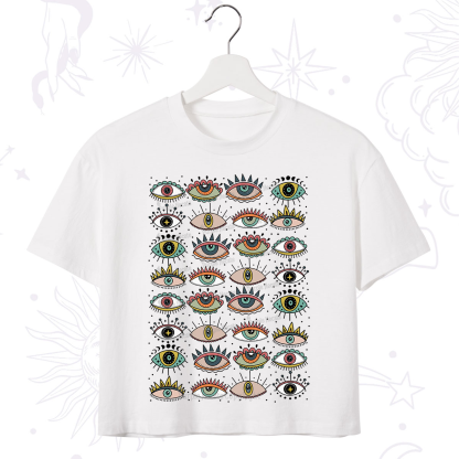 Purplehecate Evil Eye Pattern Crop T-Shirt