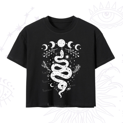 Purplehecate Snake And Moon Phase Comfort Crop T-Shirt
