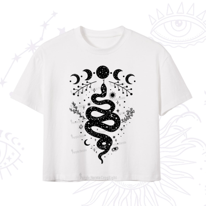 Purplehecate Snake And Moon Phase Comfort Crop T-Shirt